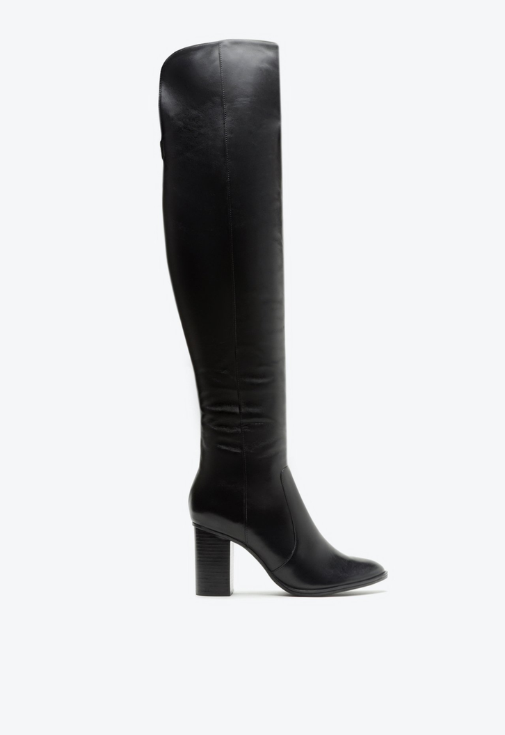 Bota Over The Knee S-Ludica Couro Preta