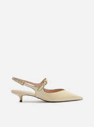 Sapato Amarelo Arezzo Boneca Couro Bico Fino Slingback
