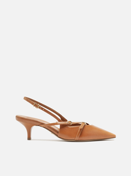 Scarpin Marrom Arezzo Couro Salto Médio Slingback Amélia
