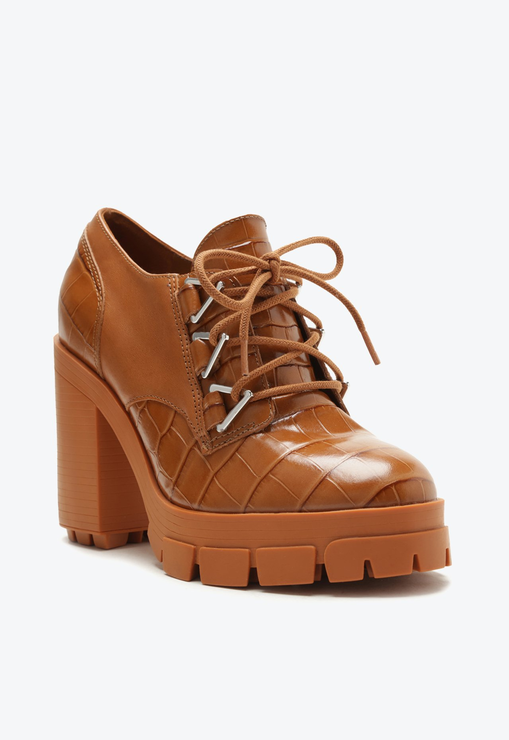 Bota Salto Alto Couro Marrom
