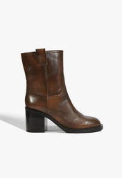 Bota Cano Médio Couro Marrom