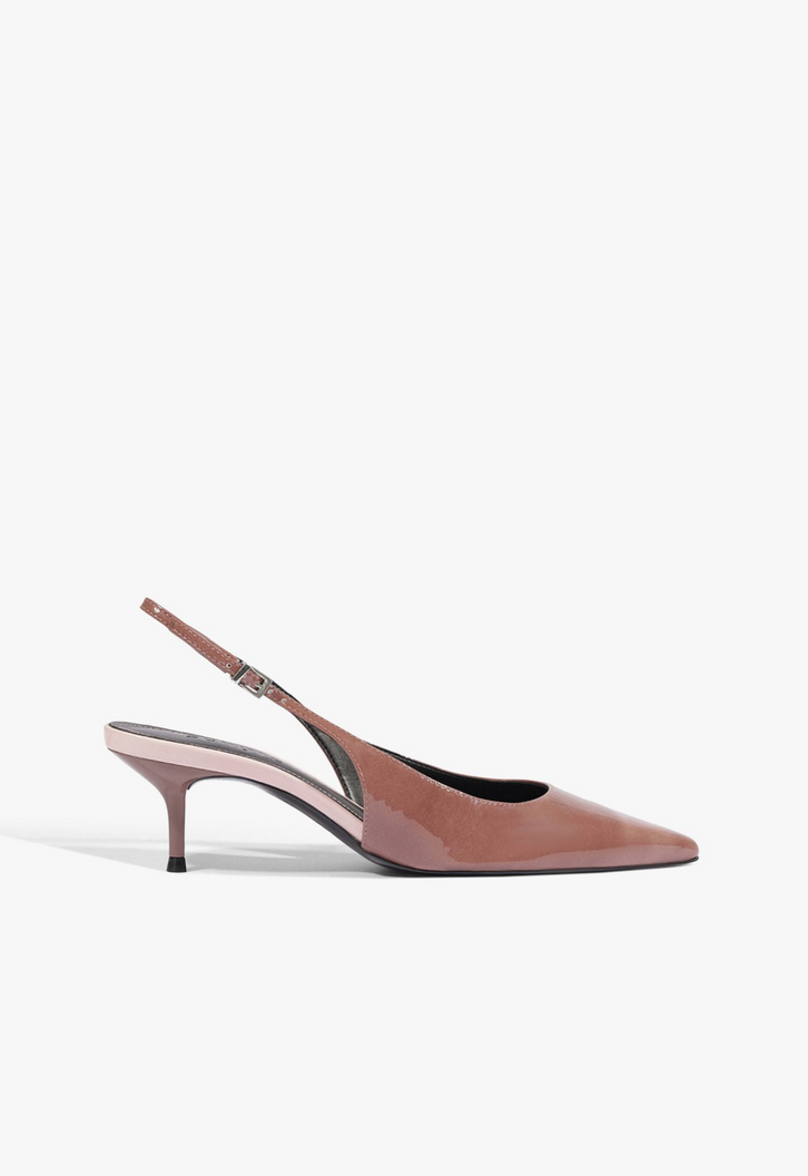 Scarpin Schutz Slingback Couro Marrom