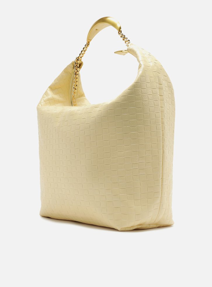 Bolsa Hobo Amarela Couro Tressê Grande Silvia Braz