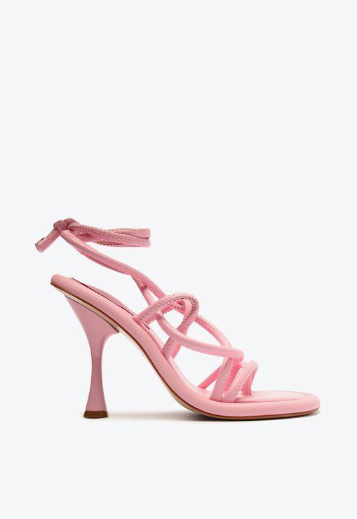 Sandália Salto Entrelaçada Rosa