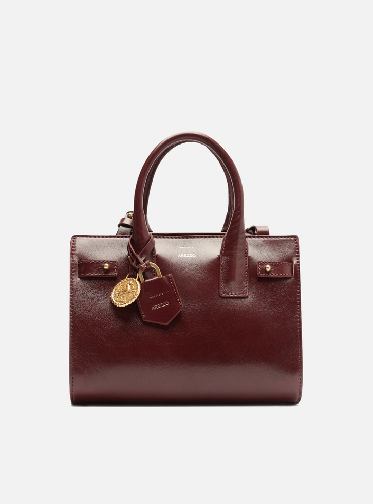Bolsa Tote Vinho Couro  Média