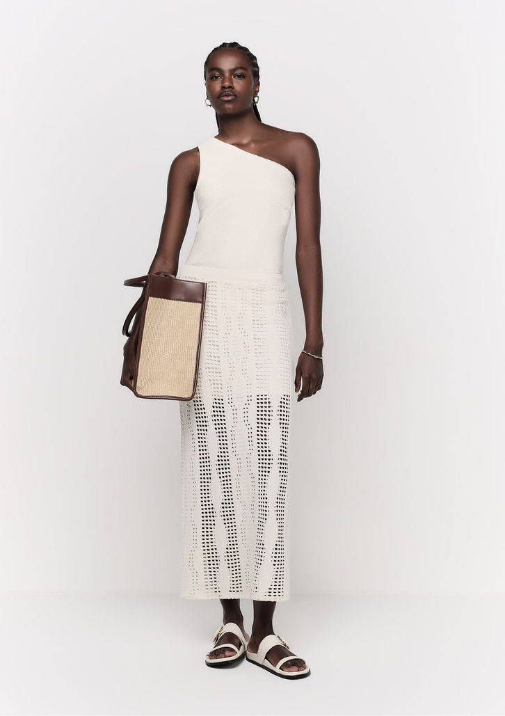 Body Off-White DZARM Ajustado Texturizado Com Elastano