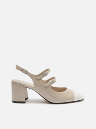 Sapato Bege Arezzo Boneca Verniz Tiras Cap Toe