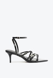 Sandália Preta Schutz Paty Mid Stiletto Couro