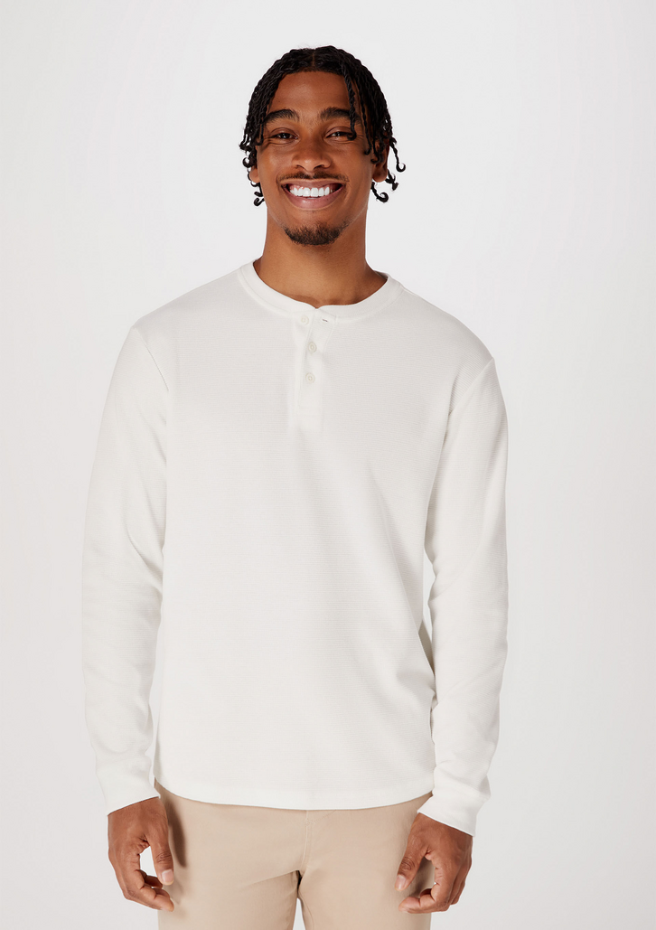 Camiseta Off White Hering Masculina Manga Longa Com Peitilho