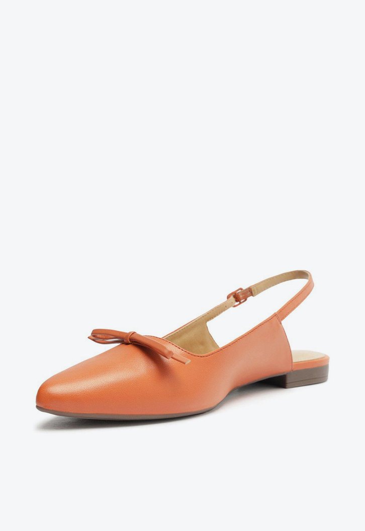 Sapatilha Laranja Anacapri Slingback Bico Fino Laço