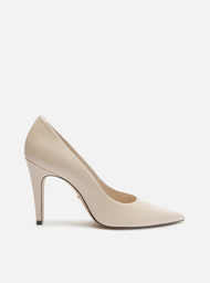 Scarpin Branco Arezzo Couro Salto Alto Bico Fino