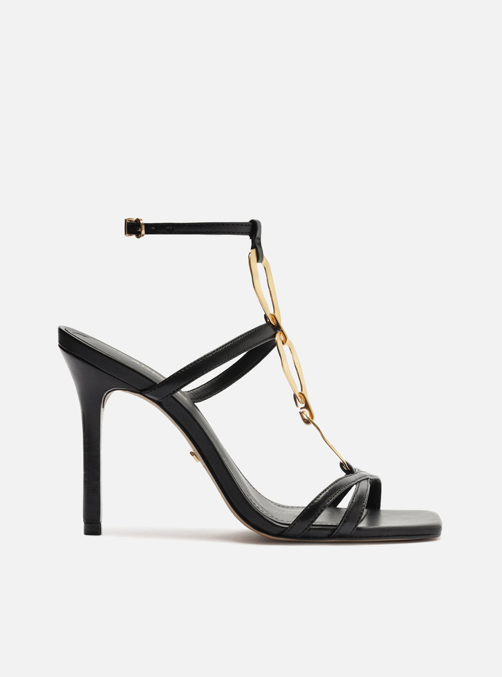 Sandlia Preta Arezzo Salto Sandalia Arezzo Com Laço Sandália Preta Verniz Salto Fino Elos Metal Arezzo