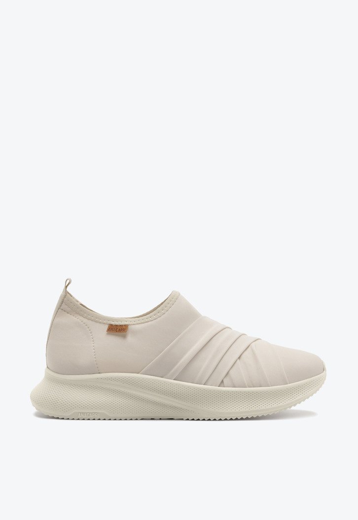 Tênis Slip On Drapeado Bege