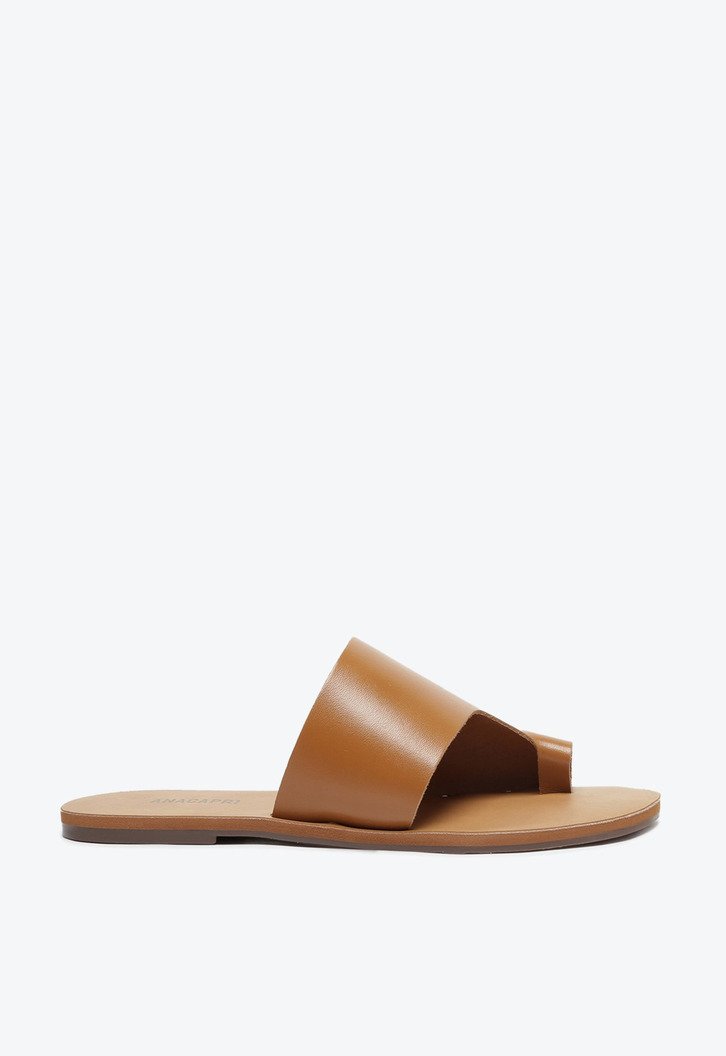 Rasteira Lisa Couro Marrom