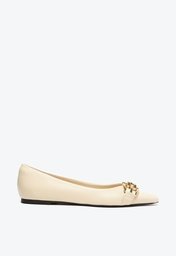 Sapatilha Off-white Arezzo Couro Bico Fino Metal
