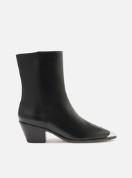 Bota Preta Arezzo Couro Cano Curto West Cap Toe Metal