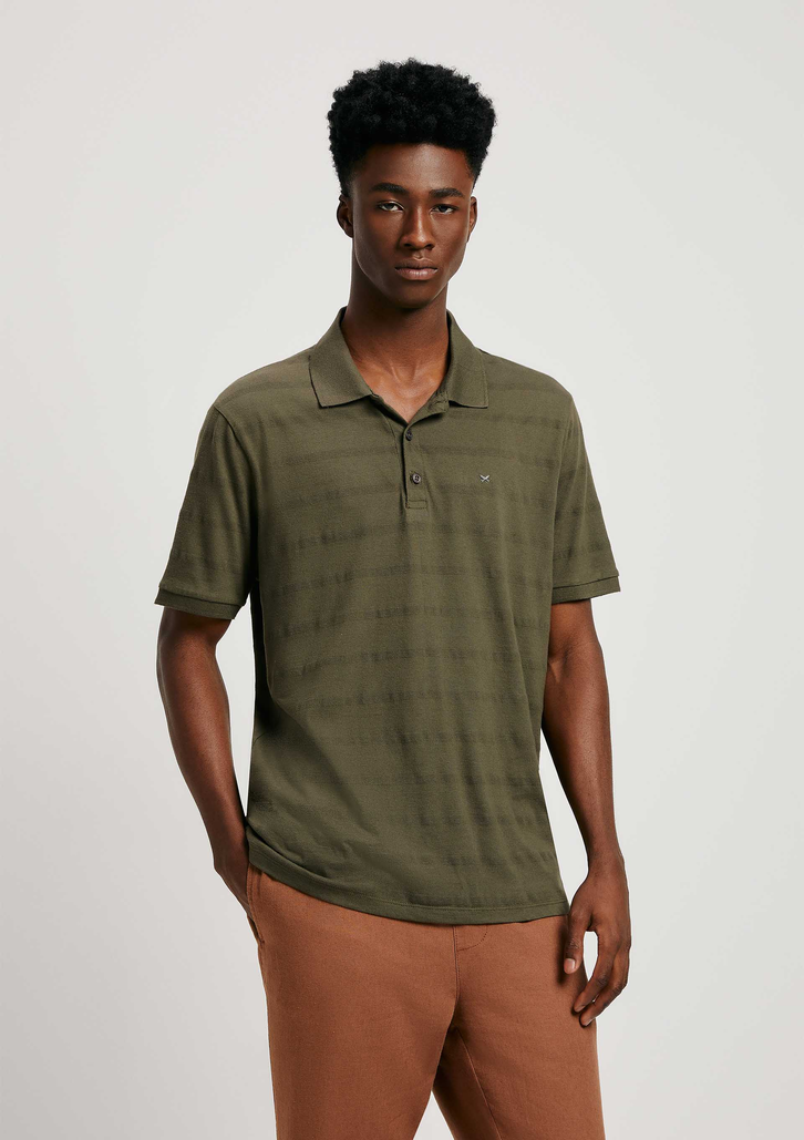 Camisa Polo Verde Musgo Hering Manga Curta Com Bordado