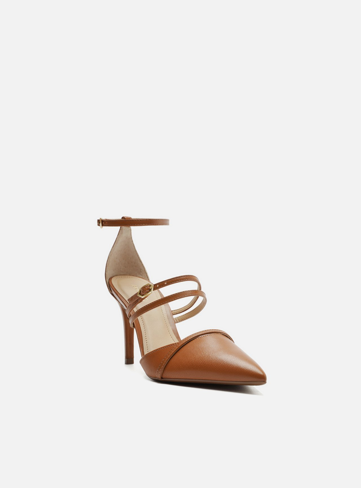 Scarpin Marrom Salto Fino Fivela