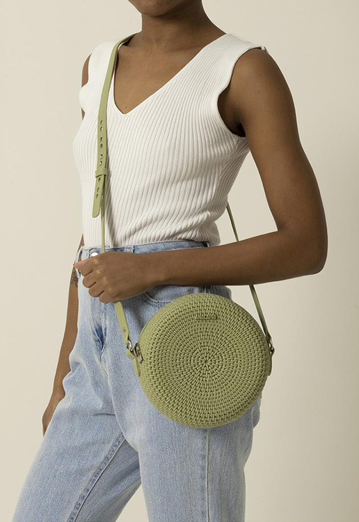 Crossbody Verde Anacapri Prado Redonda Texturizada