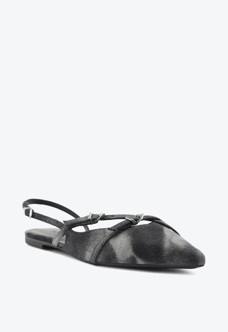 Sapato Mule Slingback Jeans Preto