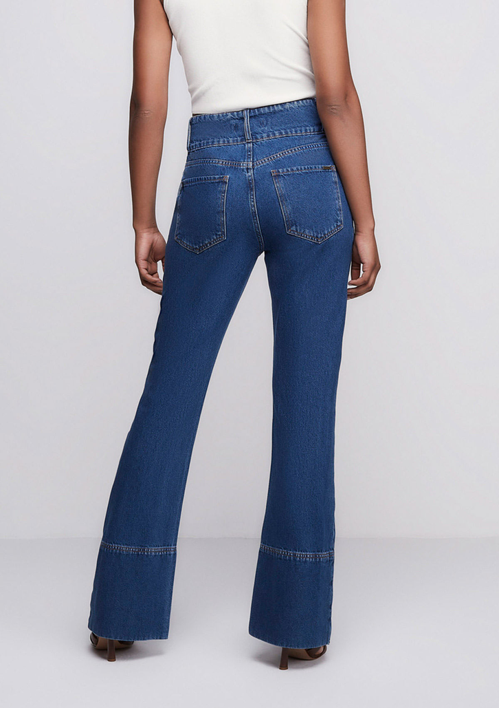 Calça Jeans Azul DZARM Flare Cintura Super Alta E-co2 Denim