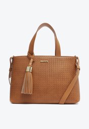 Bolsa Tote Marrom Anacapri Média Textura Tressê Barbicacho