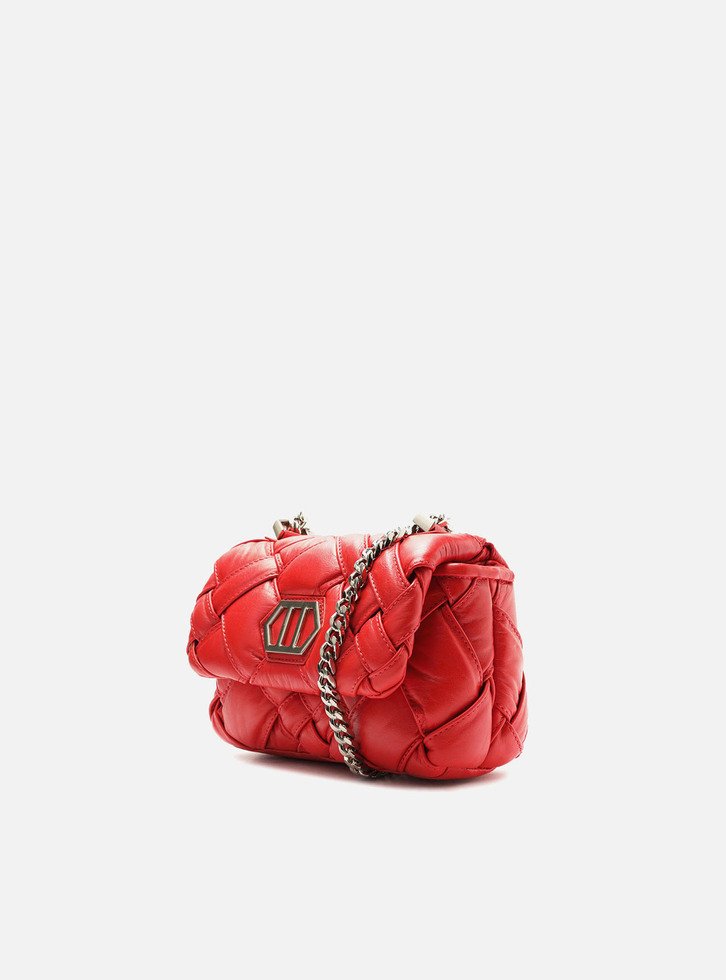 Bolsa Tiracolo Vermelha Arezzo Couro Tressê Pequena