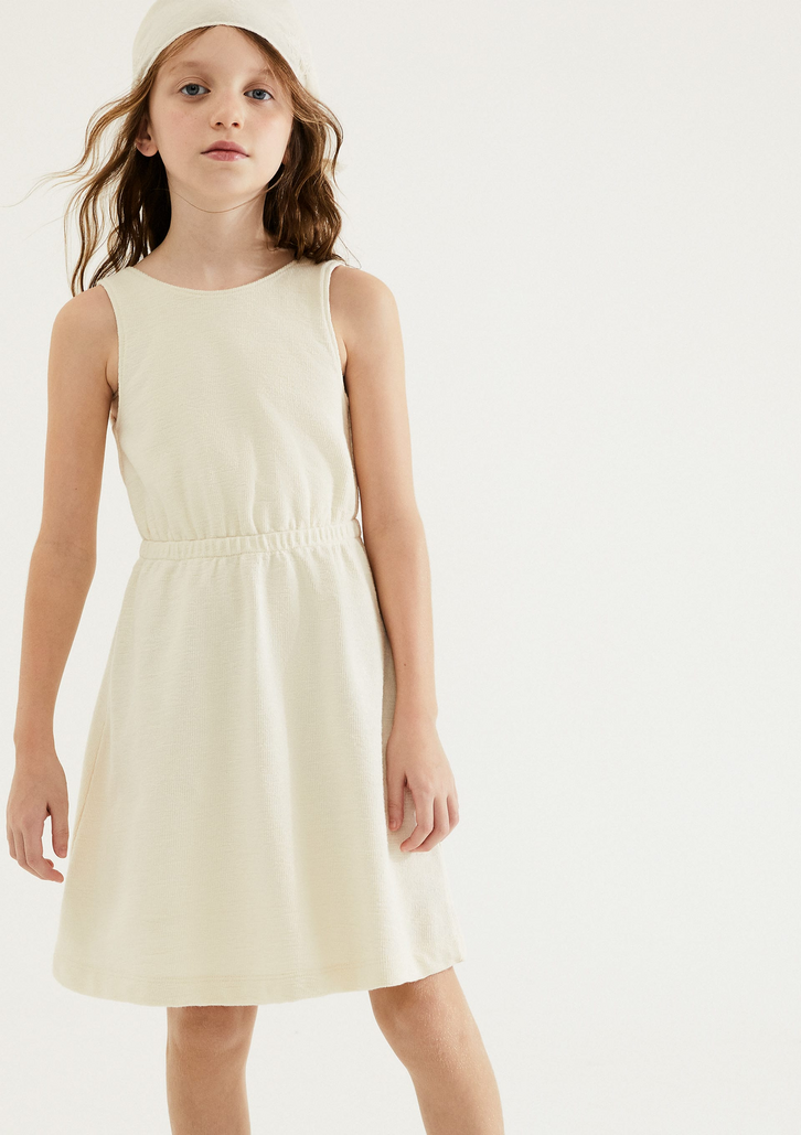 Vestido Hering Infantil Creme Curto Texturizado