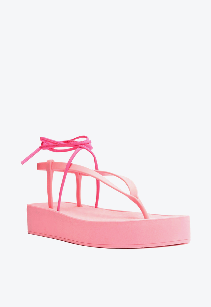 Sandália Flatform Rosa Brizza  Amarração Bela