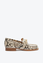 Mocassim Animal Print Schutz Chain Ornamental Couro Snake