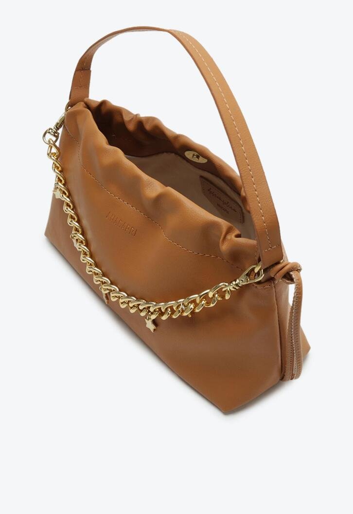 Bolsa Tiracolo Marrom Franzida Média