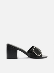 Mule Vermelho Couro Salto Médio Bloco | ZZ MALL