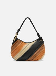 Bolsa Tiracolo Marrom Arezzo Mix Couro Média Costuras