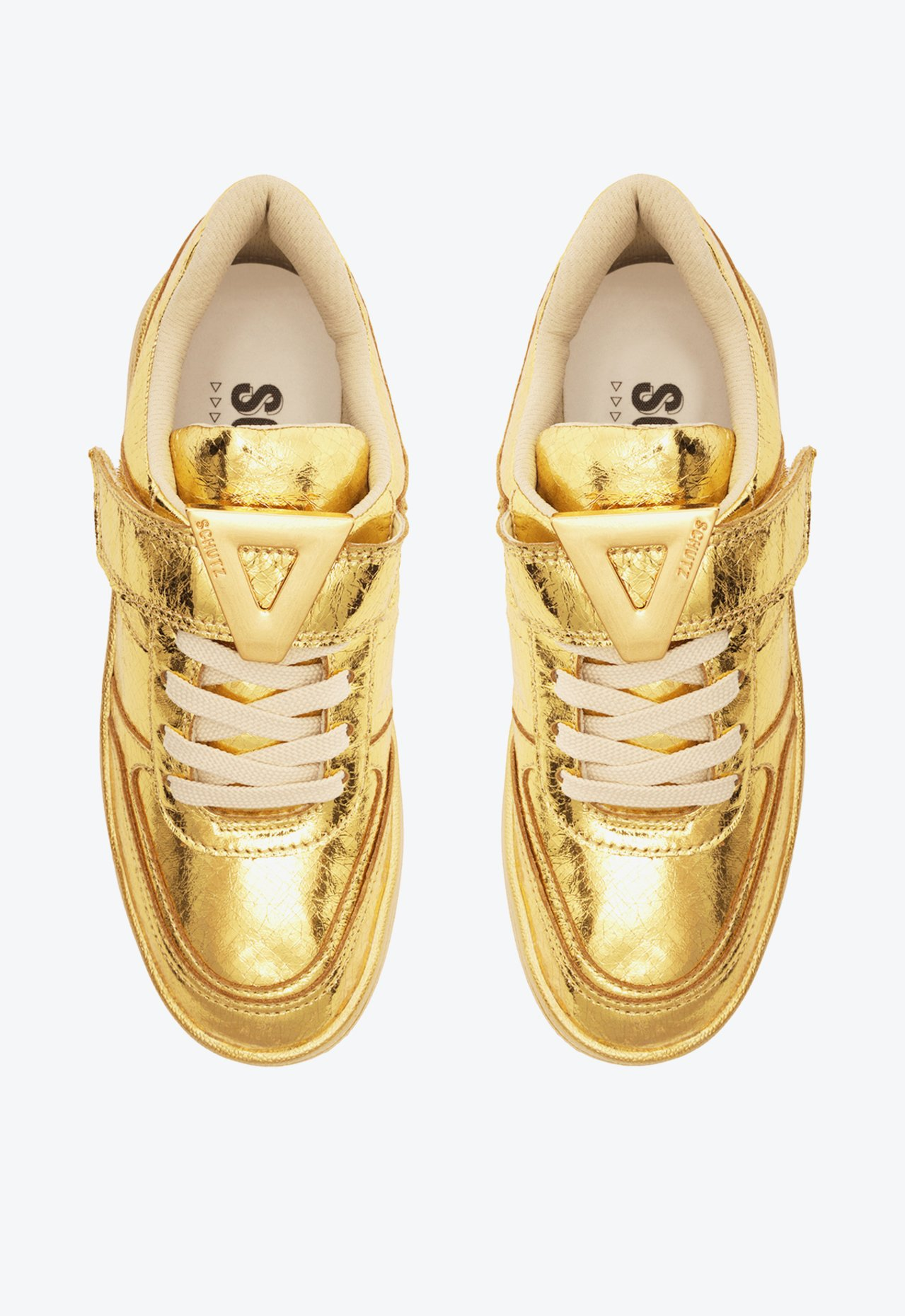 Tênis Dourado Schutz Couro | ZZ MALL
