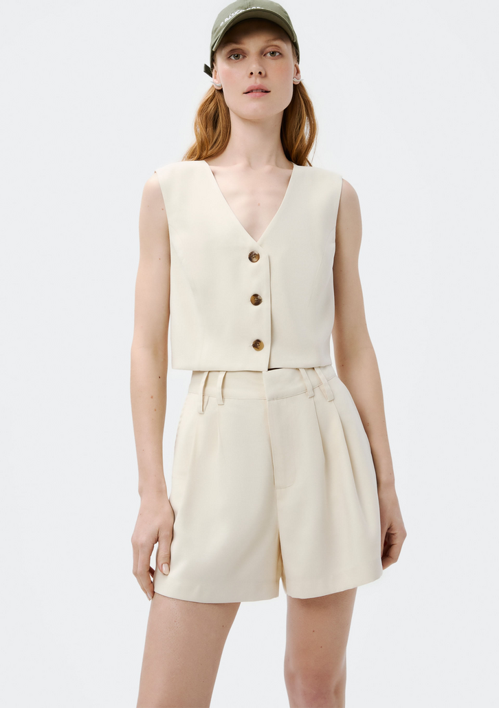 Shorts Caqui Hering  Em Alfaiataria Peach Touch