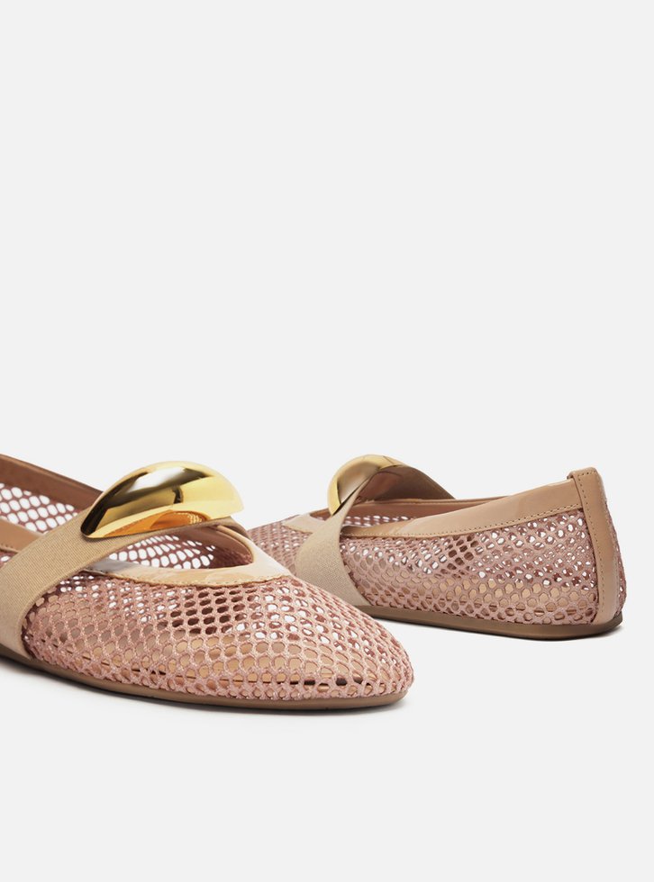 Sapatilha Nude Arezzo Bonéca Tela Fivela