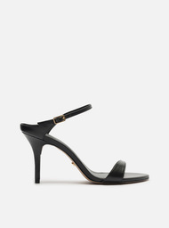 Sandália Preta Arezzo Couro Salto Fino Tira Instep