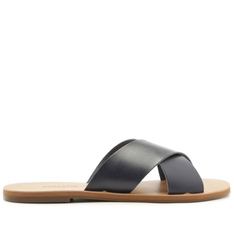 Rasteira Azul Navy Couro Tiras Cruzadas