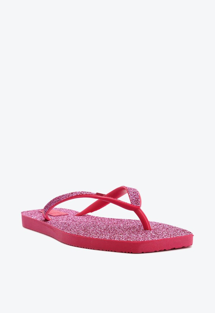 Chinelo De Dedo Rosa Brizza Glitter Square