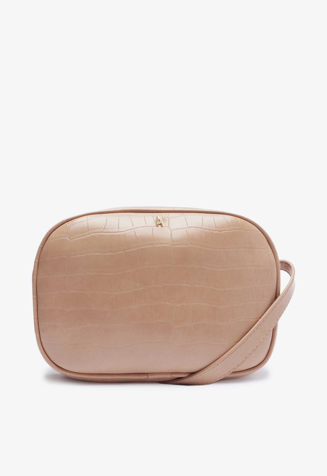 Bolsa Crossbody Nude Anacapri Média Croco Bolsa Crossbody Nude Anacapri Média Croco