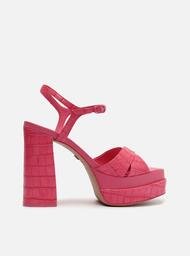 Sandália Meia Pata Rosa Arezzo Bico Quadrado