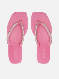Chinelo Rosa Cordão Croche