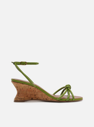 Sandália Verde Anabela Cortiça Tiras