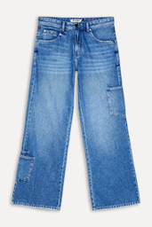 Calça Azul Reversa Jeans Super Wide Leg Vicky Bolsos | ZZ MALL