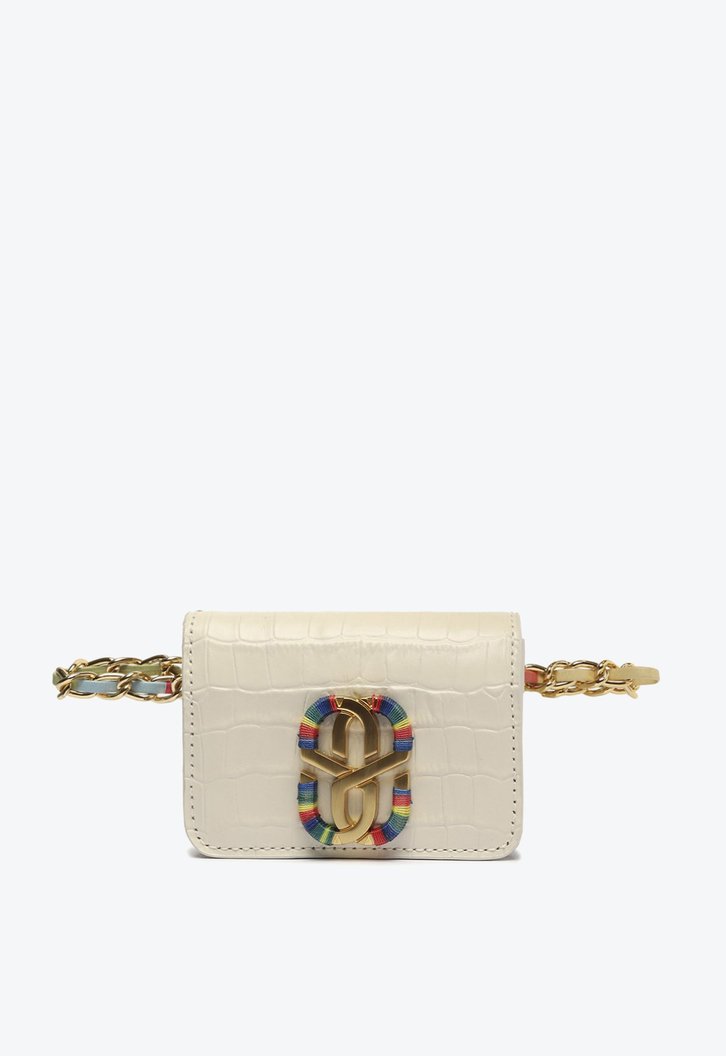 POCHETE BRANCA SCHUTZ RAINBOW COURO CROCO CORRENTE