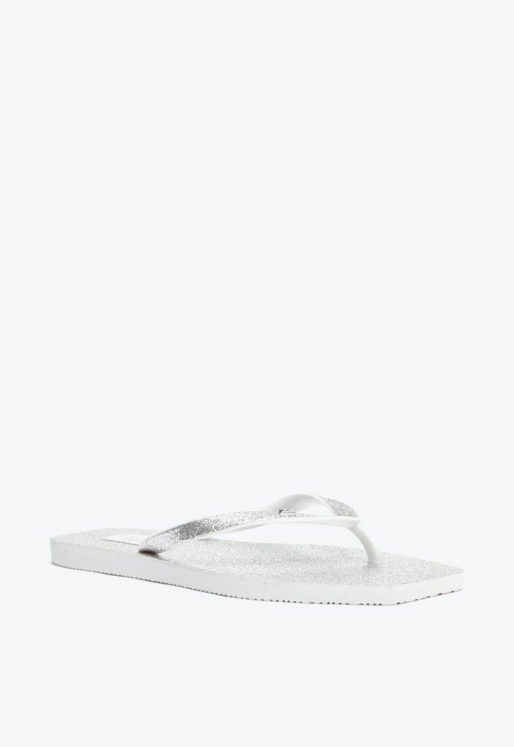 Chinelo De Dedo Branco Brizza Glitter Square
