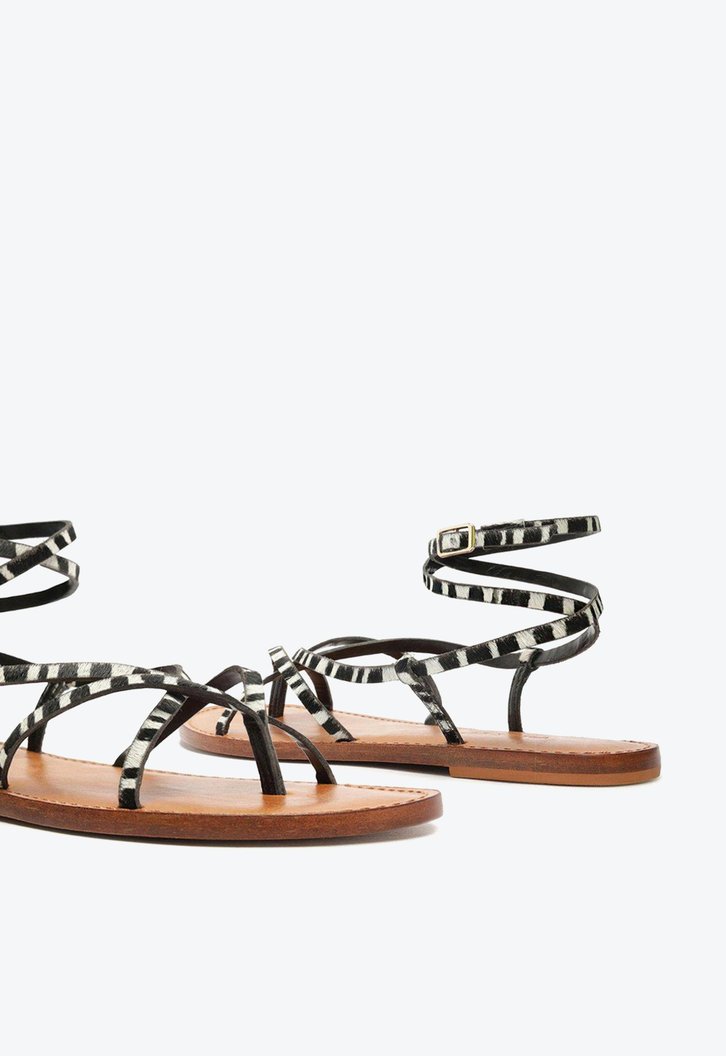 Sandália Rasteira Animal Print Arezzo Tiras Multi