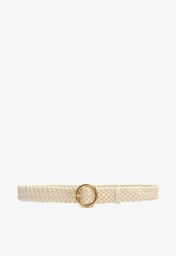 Cinto Off-white Arezzo Couro Largo Trançado Neutral Desire