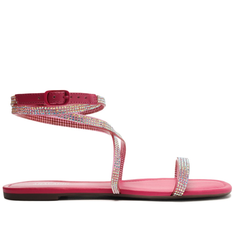 Sandália Rasteira Rosa Pink Anacapri Amarração Glam Com Brilhos
