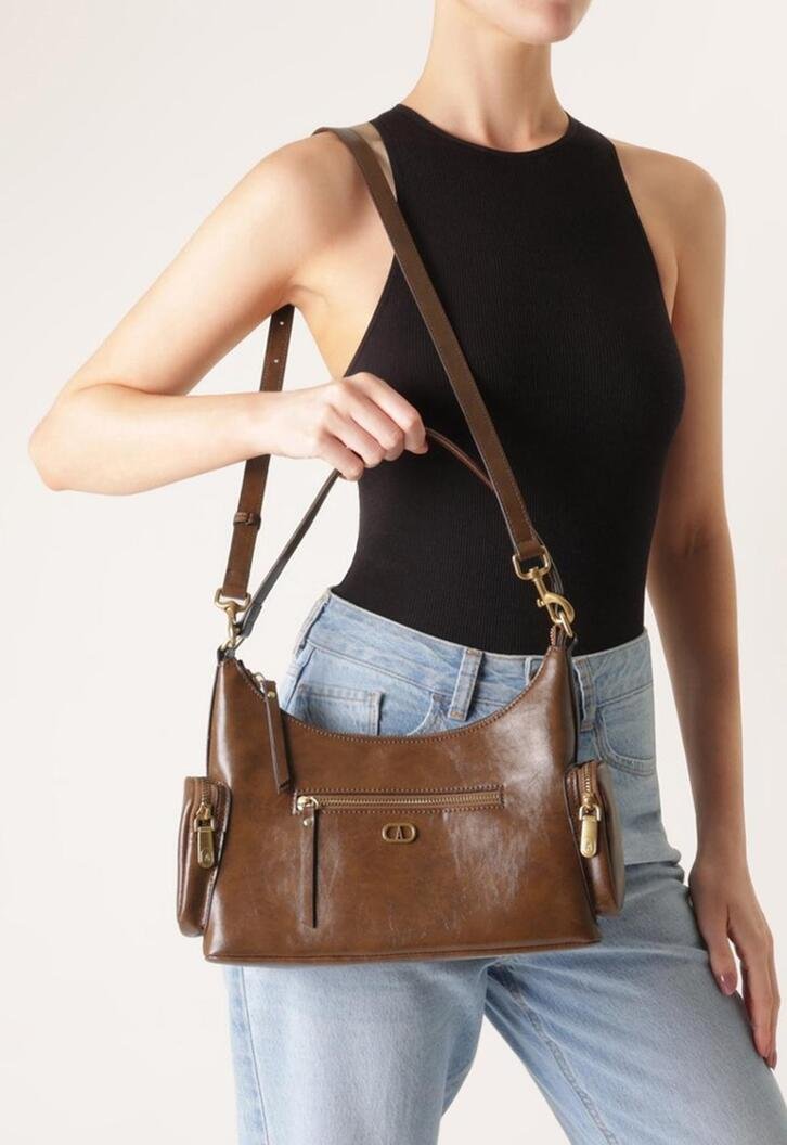 Bolsa Tiracolo Média Bolso Lateral Marrom | ZZ MALL